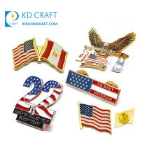Бесплатный образец на заказ металлический мягкий твердый эмаль позолоченный посеребренный американский флаг сша нагрудный значок с разным размером